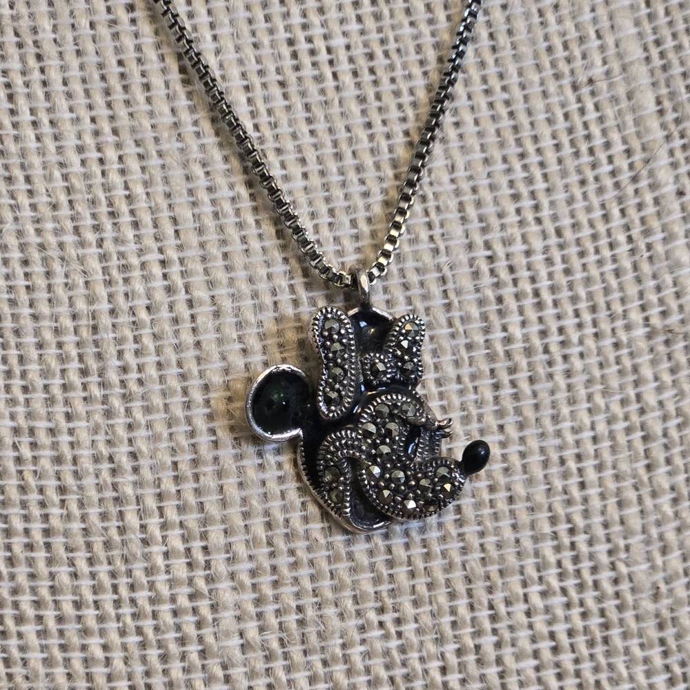 Judith Jack Sterling Silver and Marcasite Minnie Mouse Pendant Necklace